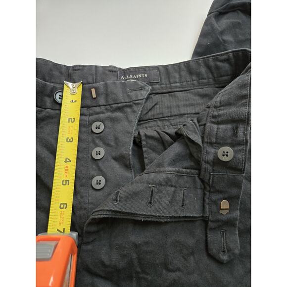 AllSaints Mens Tallis Pleated Trouser Cotton/Wool Black 32 Ankle Length - Picture 10 of 15